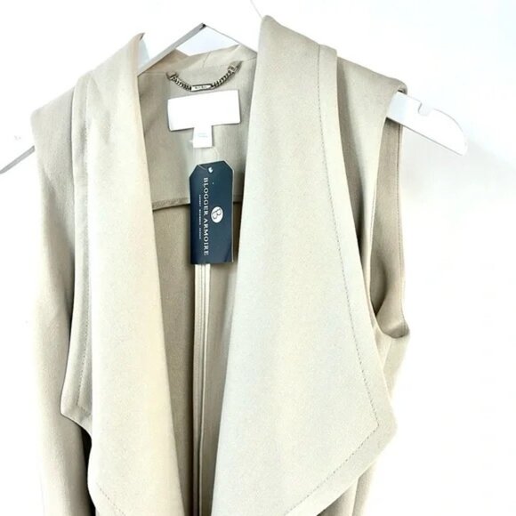 BOSS Hugo Boss Kallmi Beige Sleeveless Tie-Waist Trench Coat - Picture 3 of 14